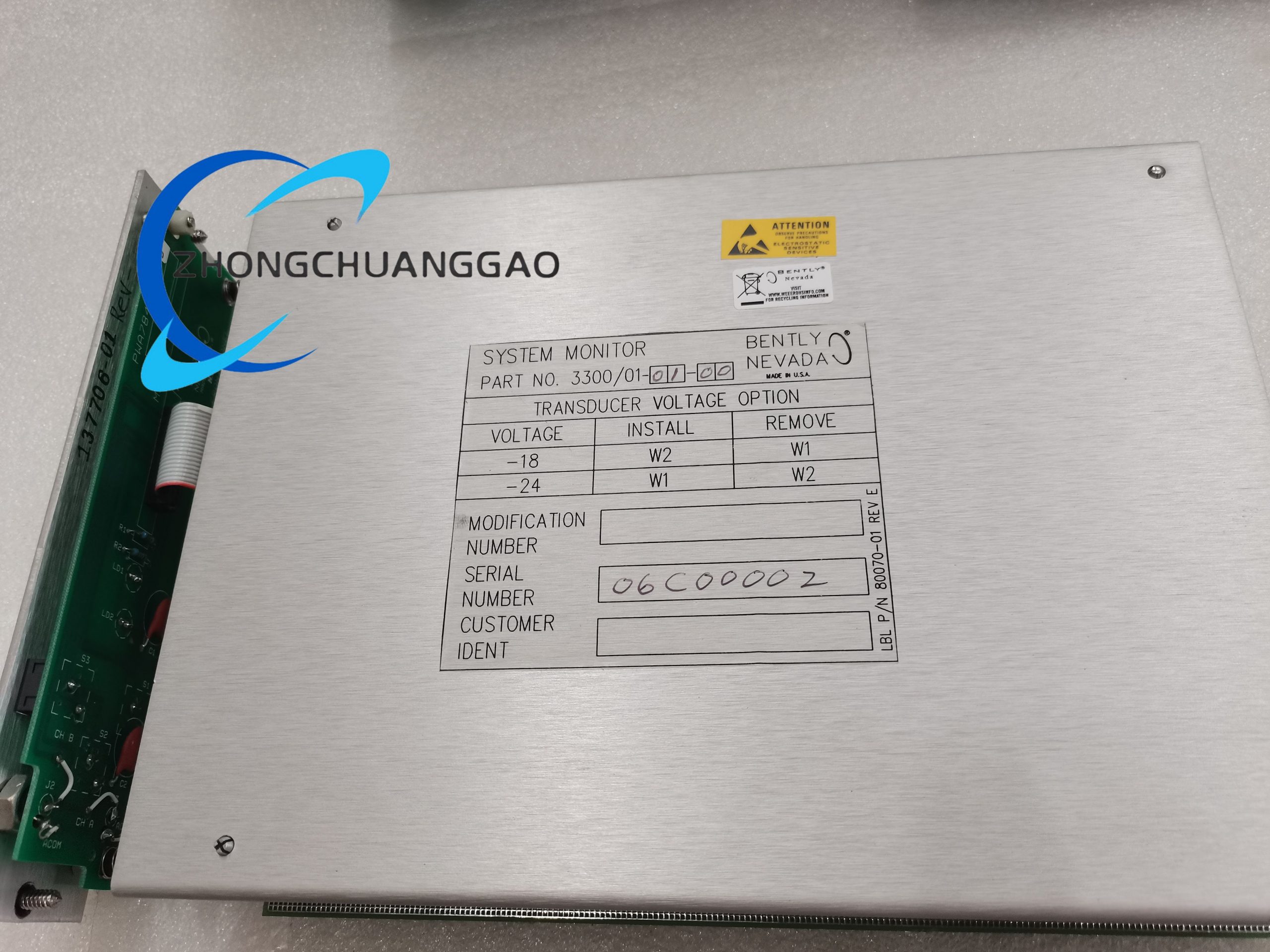 330001-01 Bently Nevada 3300/01 System Monitor Module - Image 1