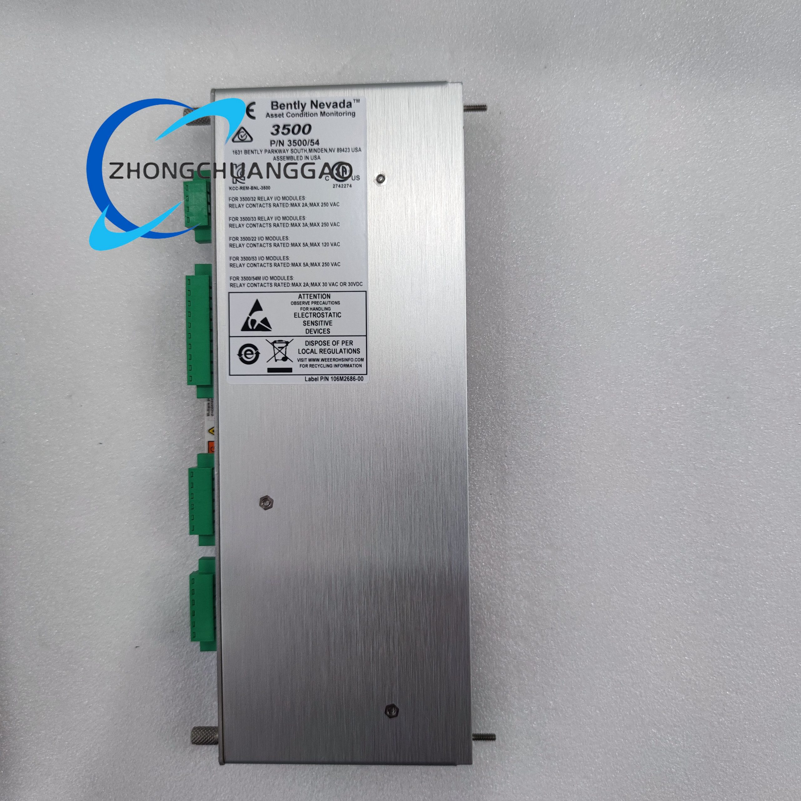 133396-01 (5) Bently Nevada 3500/53 133396-01 Redundant Overspeed Detection I/O Module - Image 1